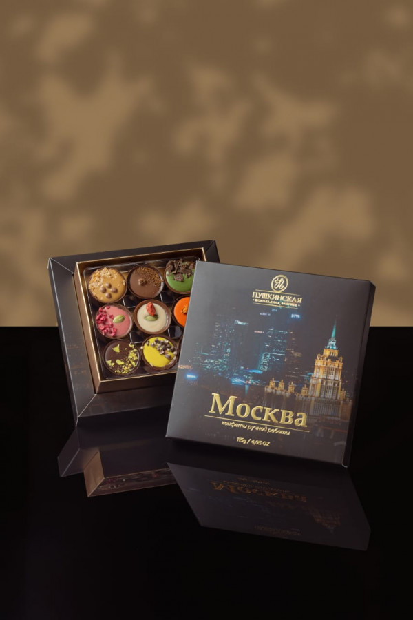 №1 Пушкинская фабрика Конфеты Ассорти (Москва), 115г(чёрная коробка) в Новочеркасске