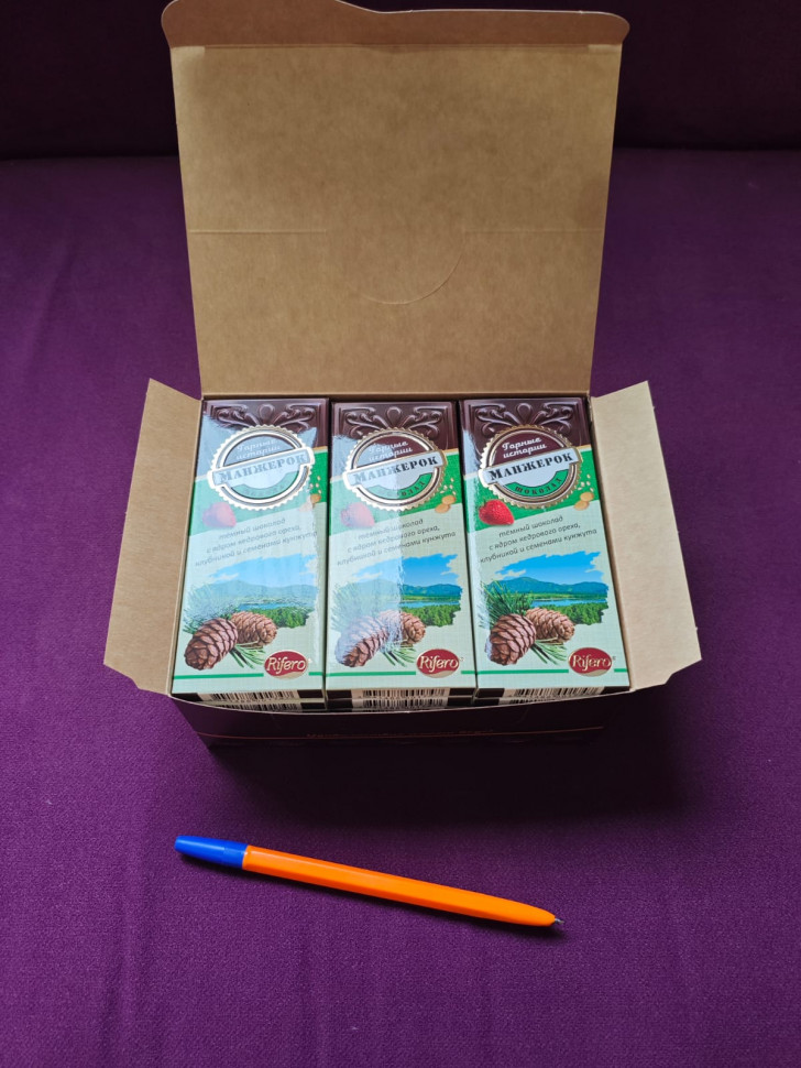  Риф и Ко Шоколадная плитка «Манжерок»(кедровые орехи, клубника, кунжут)  (блок 18шт по 55г)    в Новочеркасске