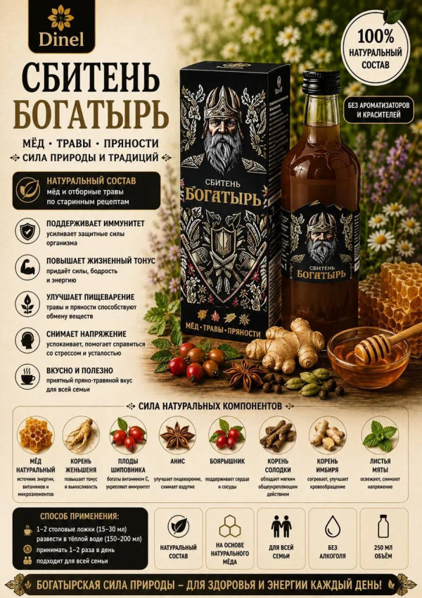 №2 Сбитень Богатырь, 250мл  в Новочеркасске